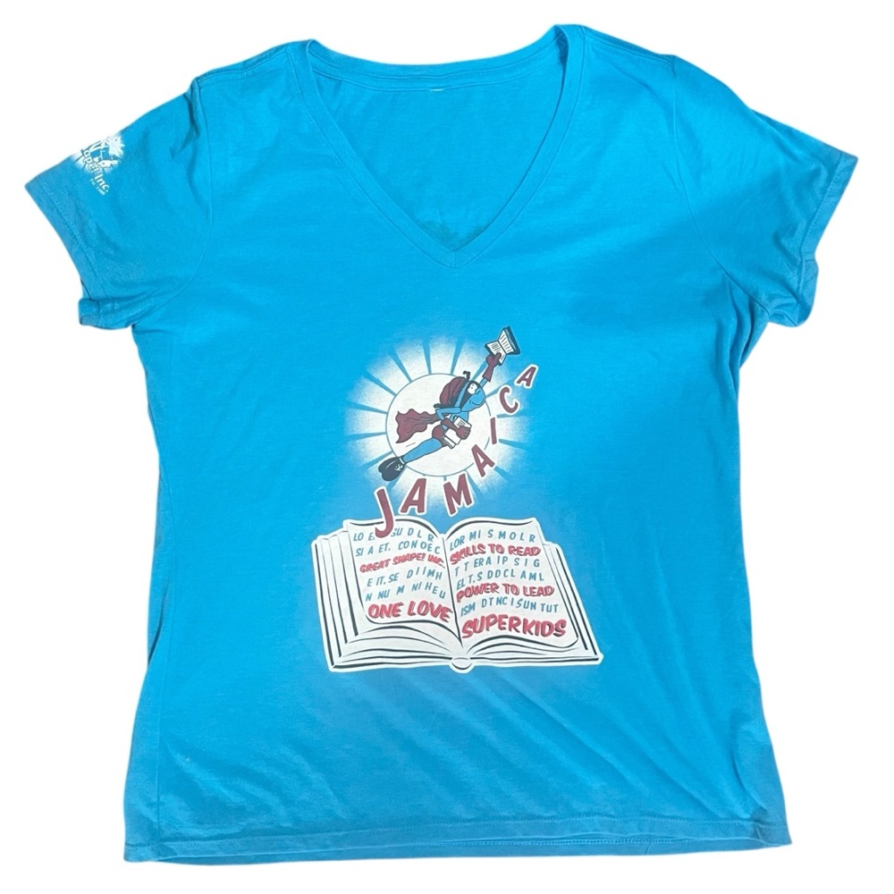 Blue Jamaica Graphic Vee-neck T-Shirt Size M